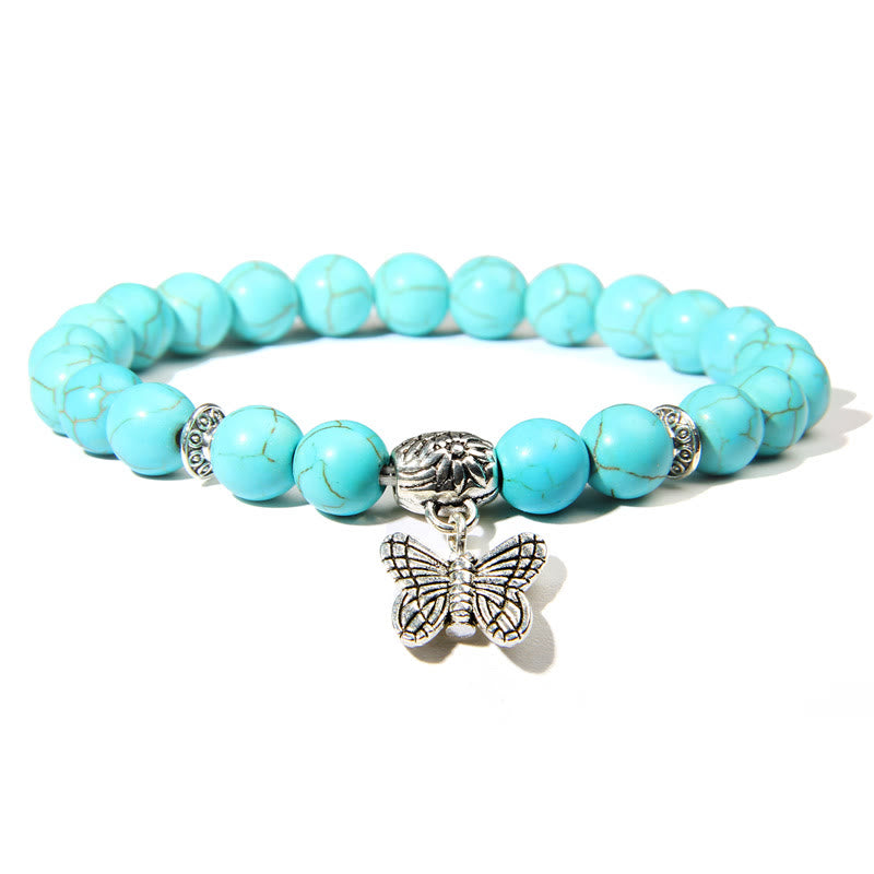 Olivenorma Natural Turquoise Butterfly Charm Gem Bracelet