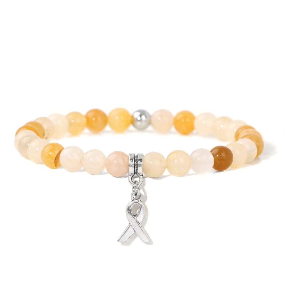 Olivenorma Ribbon Charm Natural Gemstone Beaded Lucky Bracelet