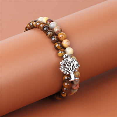 Olivenorma Tree of Life Gemstone Double Layer Bracelet