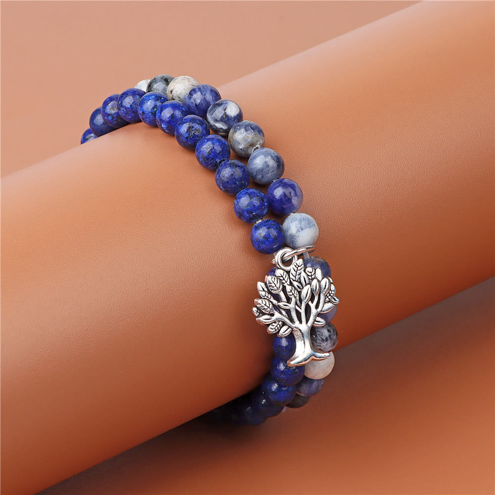 Olivenorma Tree of Life Gemstone Double Layer Bracelet