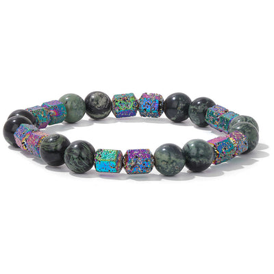 Olivenorma Glitter Geometric Lava Stone Beaded Bracelet