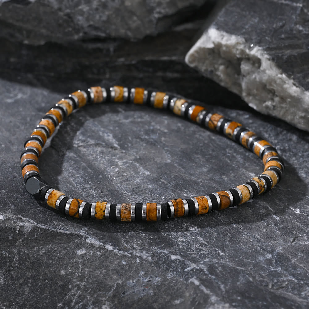 Olivenorma Column Shaped Natural Bronzite Beaded Bracelet