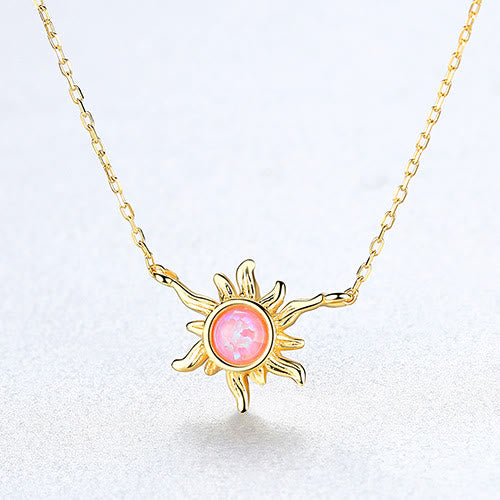 Olivenorma Opal Sun Shaped 925 Sterling Silver Necklace