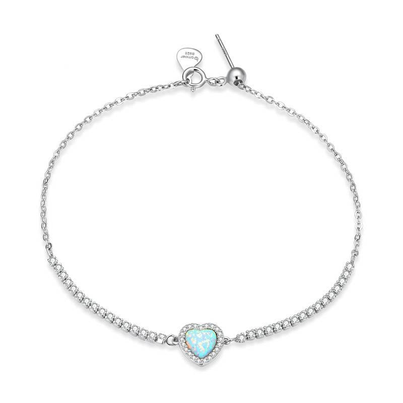 Olivenorma Heart Shaped Charm Necklace Bracelet Jewelry Set