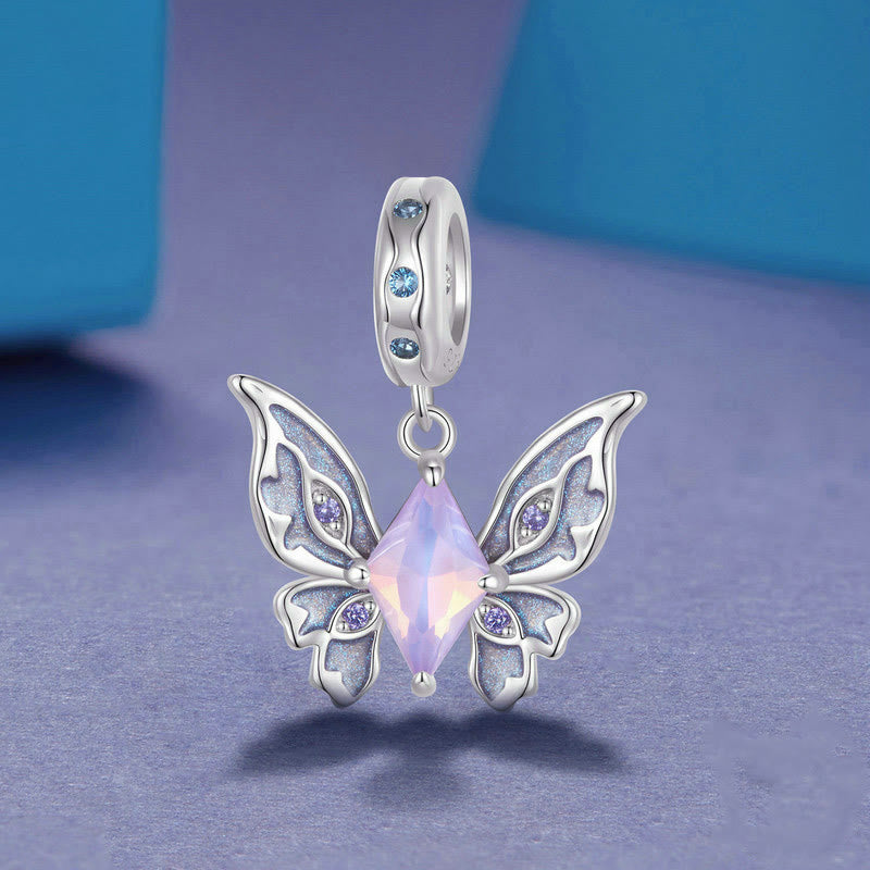 Olivenorma Butterfly Shaped Opal Charm S925 Silver Necklace