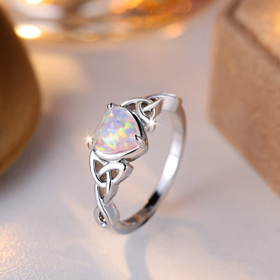 Olivenorma "Eternity Unlimited" Opal Heart Engagement Wedding Ring