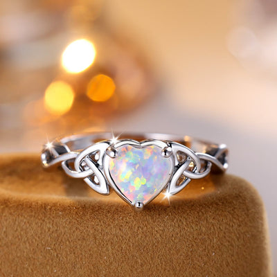 Olivenorma "Eternity Unlimited" Opal Heart Engagement Wedding Ring