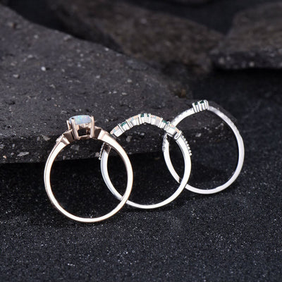 Olivenorma Eternal Glow Opal Promise Ring Set