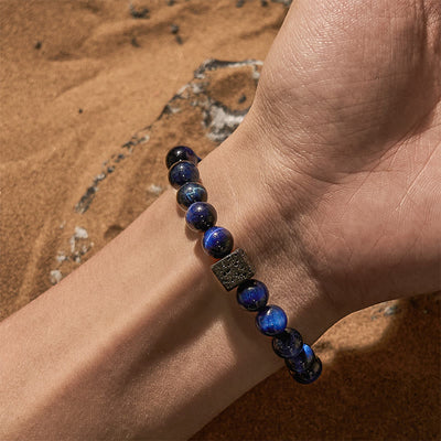 Olivenorma Cube Cut Lava Stone Beaded Bracelet