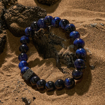 Olivenorma Cube Cut Lava Stone Beaded Bracelet