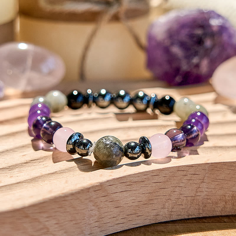 Olivenorma Labradorite Amethyst Rose Quartz Hematite Beaded Bracelet