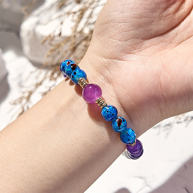 Olivenorma Amethyst Clear Crystal Blue Beaded Bracelet