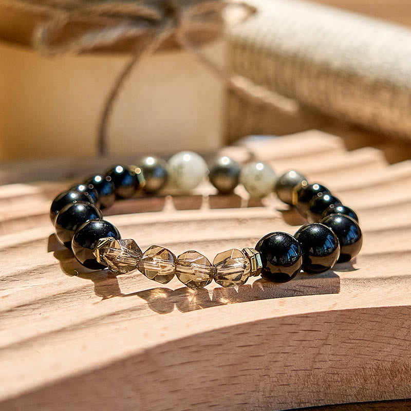 Olivenorma Labradorite Obsidian Smoky Quartz Beaded Bracelet