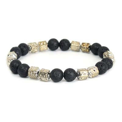 Olivenorma Electroplated Hematite Lava Stone Black Onyx Beaded Bracelet