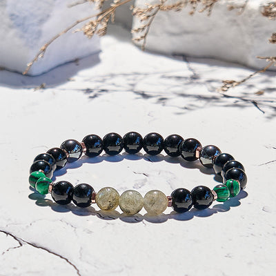 Olivenorma Black Onyx Hematite Labradorite Malachite Beaded Bracelet