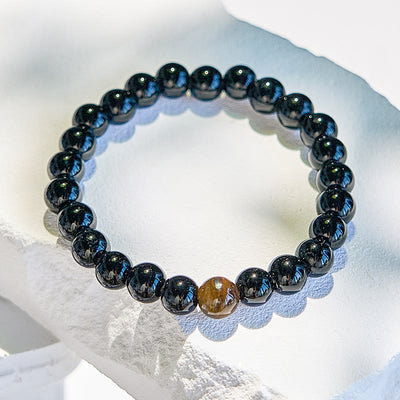 Olivenorma Natural Obsidian Tiger Eye Beaded Bracelet