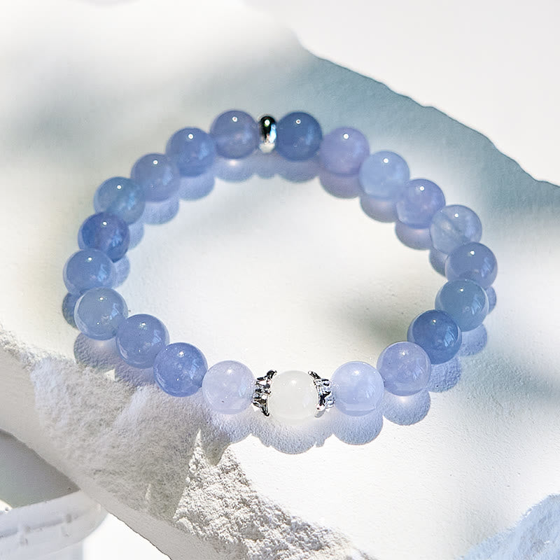 Olivenorma Natural Blue Chalcedony Beaded Bracelet