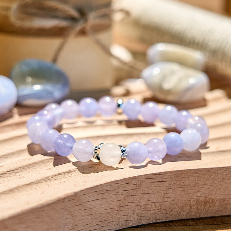 Olivenorma Natural Blue Chalcedony Beaded Bracelet