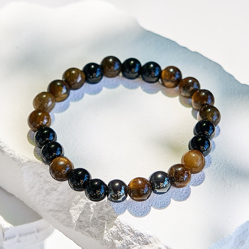 Olivenorma 8mm Tiger Eye Obsidian Beaded Bracelet