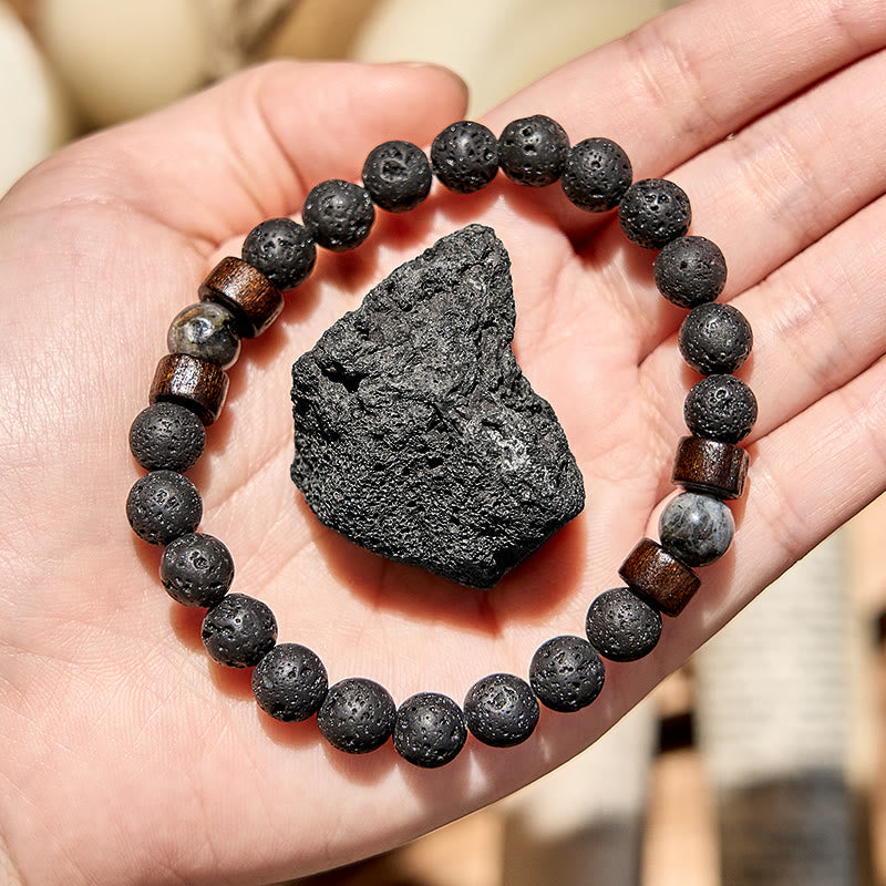 Olivenorma Lava Stone Tiger Eye Beaded Bracelet