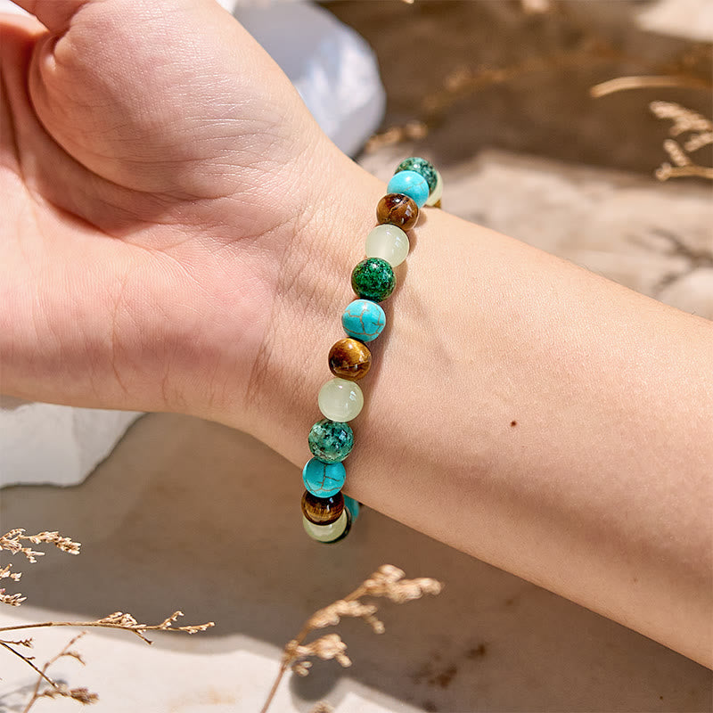 Olivenorma Tiger Eye African Turquoise Peridot Beaded Bracelet