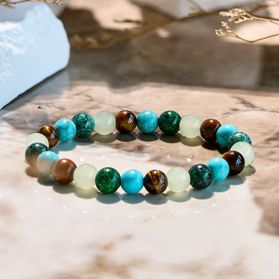 Olivenorma Tiger Eye African Turquoise Peridot Beaded Bracelet