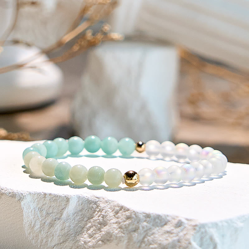 Olivenorma Natural Amazonite Moonstone Beaded Bracelet