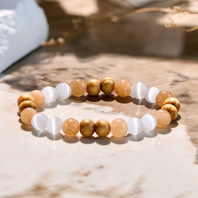 Olivenorma Cat's Eye Stone Opalite Picture Jasper Beaded Bracelet