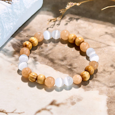 Olivenorma Cat's Eye Stone Opalite Picture Jasper Beaded Bracelet