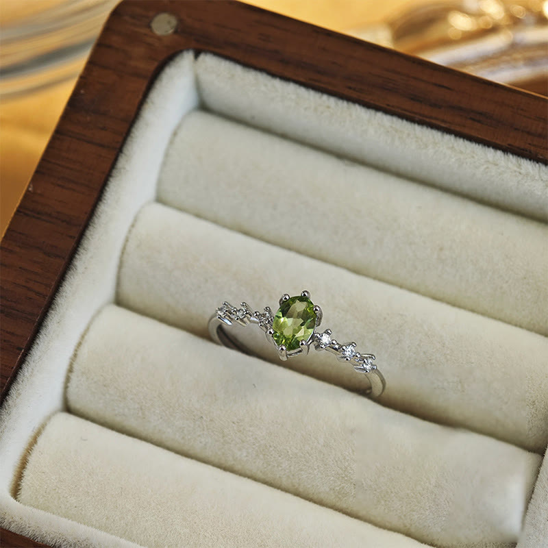 Olivenorma Natural Peridot Sterling Silver Necklace Ring