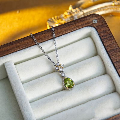 Olivenorma Natural Peridot Sterling Silver Necklace Ring