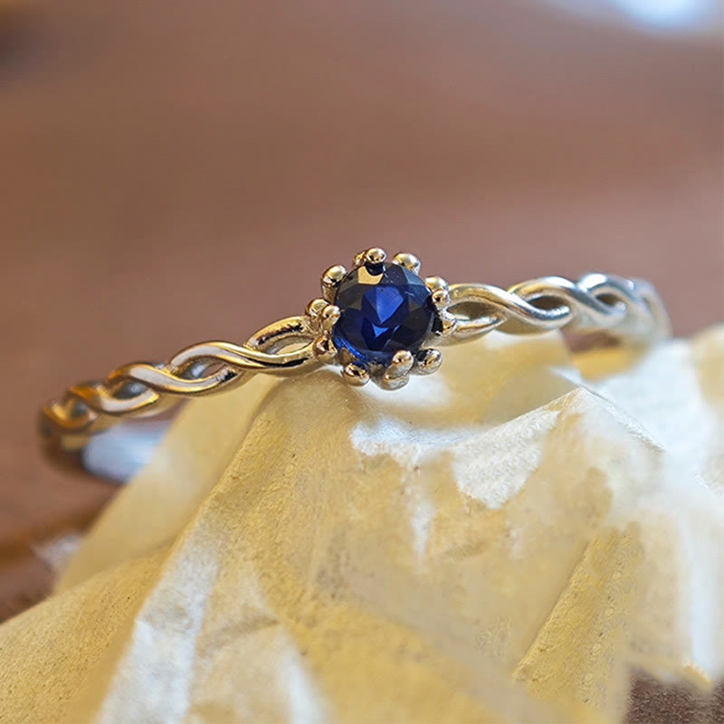 Olivenorma Natural Sapphire Sterling Silver Adjustable Ring