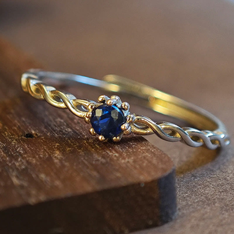 Olivenorma Natural Sapphire Sterling Silver Adjustable Ring