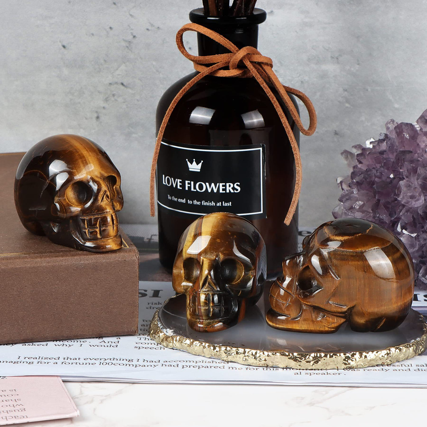 Olivenorma Natural Clear Crystal Gemstone Decoration Crystal Skull