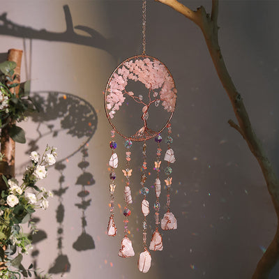 Olivenorma Rose Quartz Tree Of Life Wind Chime