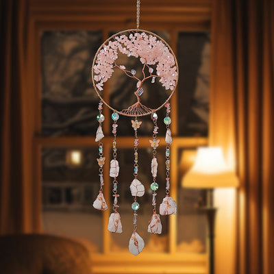 Olivenorma Rose Quartz Tree Of Life Wind Chime