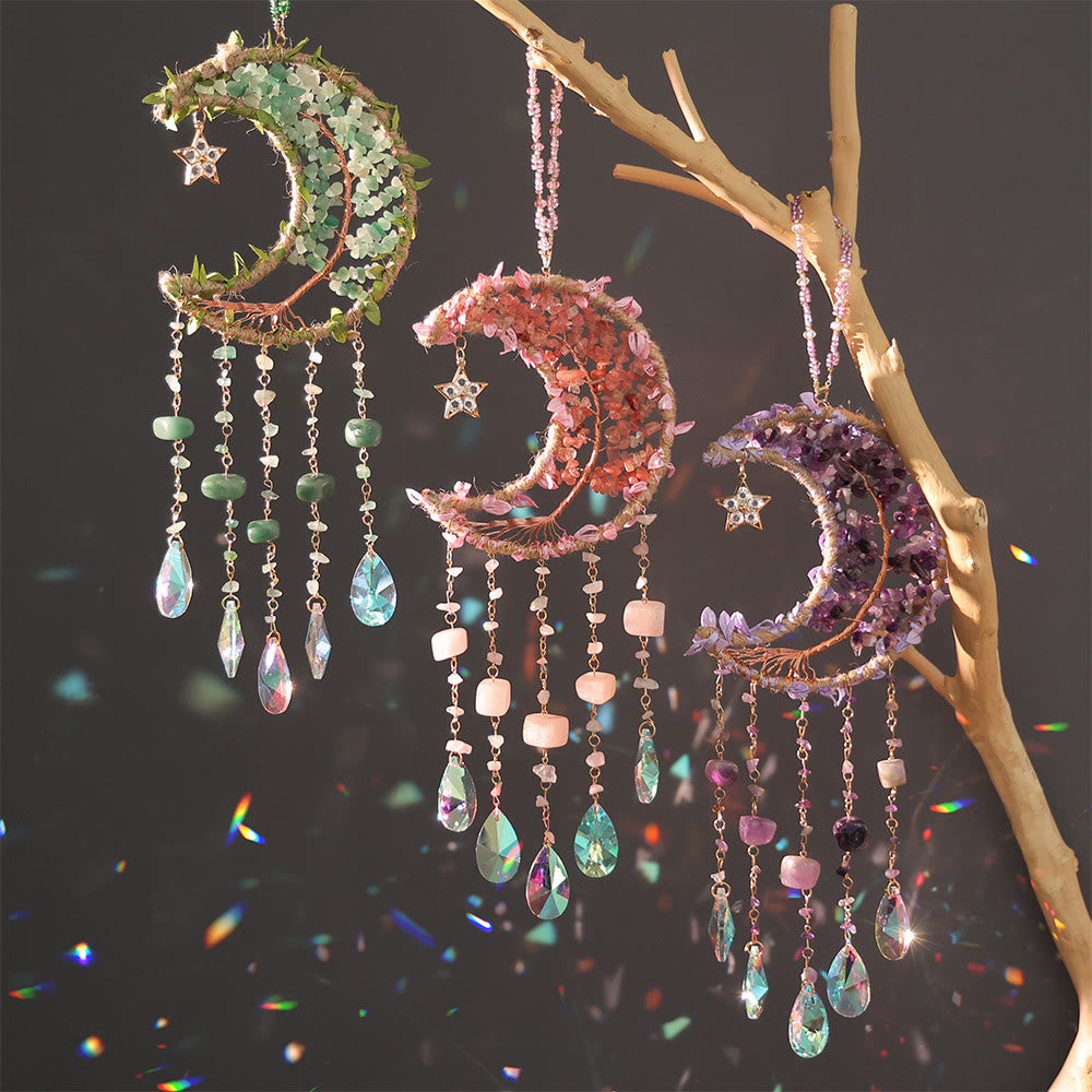 Olivenorma Natural Stone Moon Shape Mori Contact Wind Chime