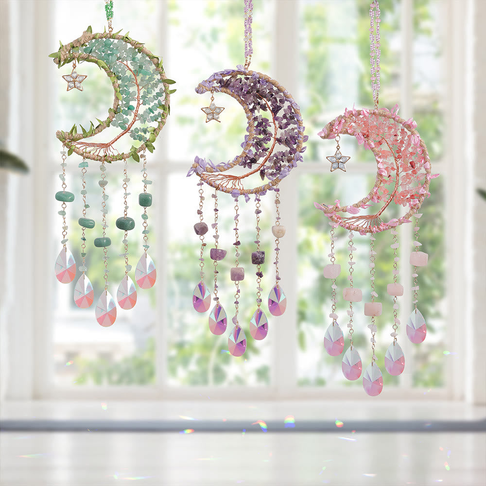 Olivenorma Natural Stone Moon Shape Mori Contact Wind Chime