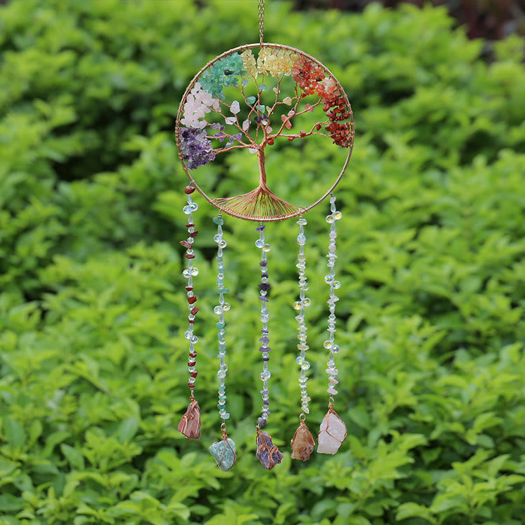 Olivenorma Natural Stone Chakra Tree Of Life Wind Chime