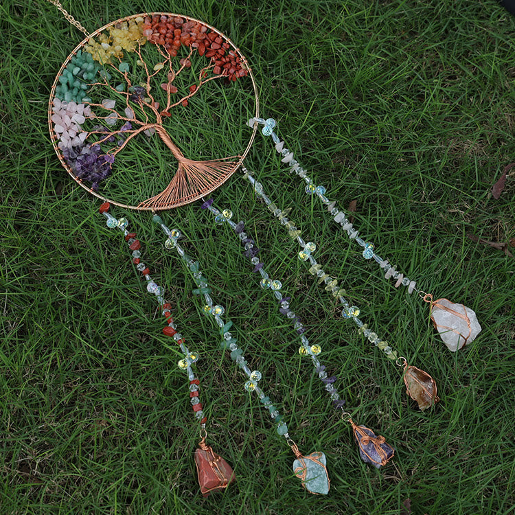 Olivenorma Natural Stone Chakra Tree Of Life Wind Chime