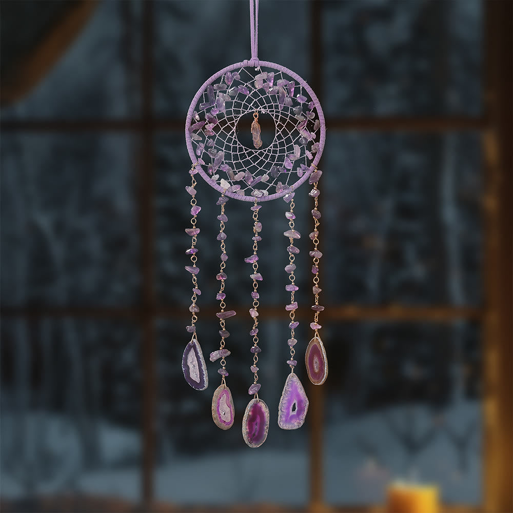 Olivenorma Natural Amethyst Purple Agate Pendant Wind Chime