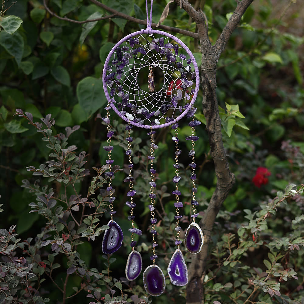 Olivenorma Natural Amethyst Purple Agate Pendant Wind Chime