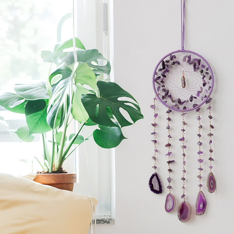 Olivenorma Natural Amethyst Purple Agate Pendant Wind Chime