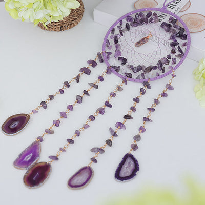 Olivenorma Natural Amethyst Purple Agate Pendant Wind Chime