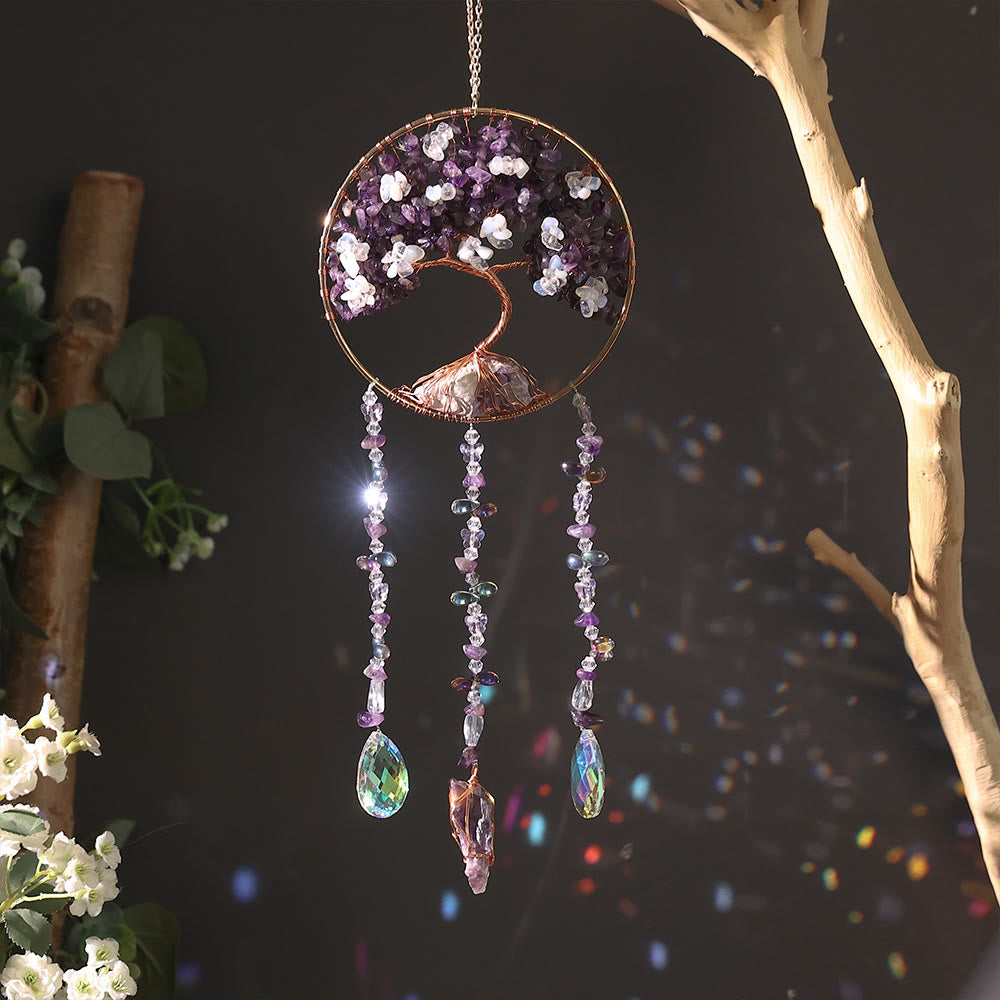 Olivenorma Amethyst Opalite Tree of Life Wind Chime