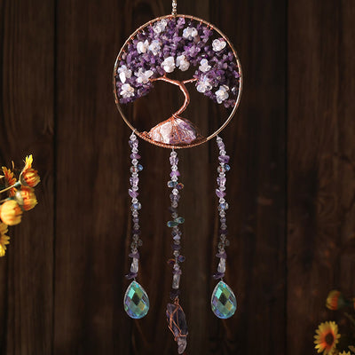 Olivenorma Amethyst Opalite Tree of Life Wind Chime