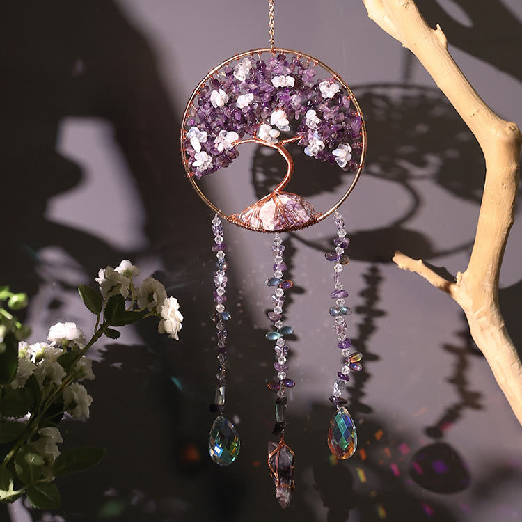 Olivenorma Amethyst Opalite Tree of Life Wind Chime