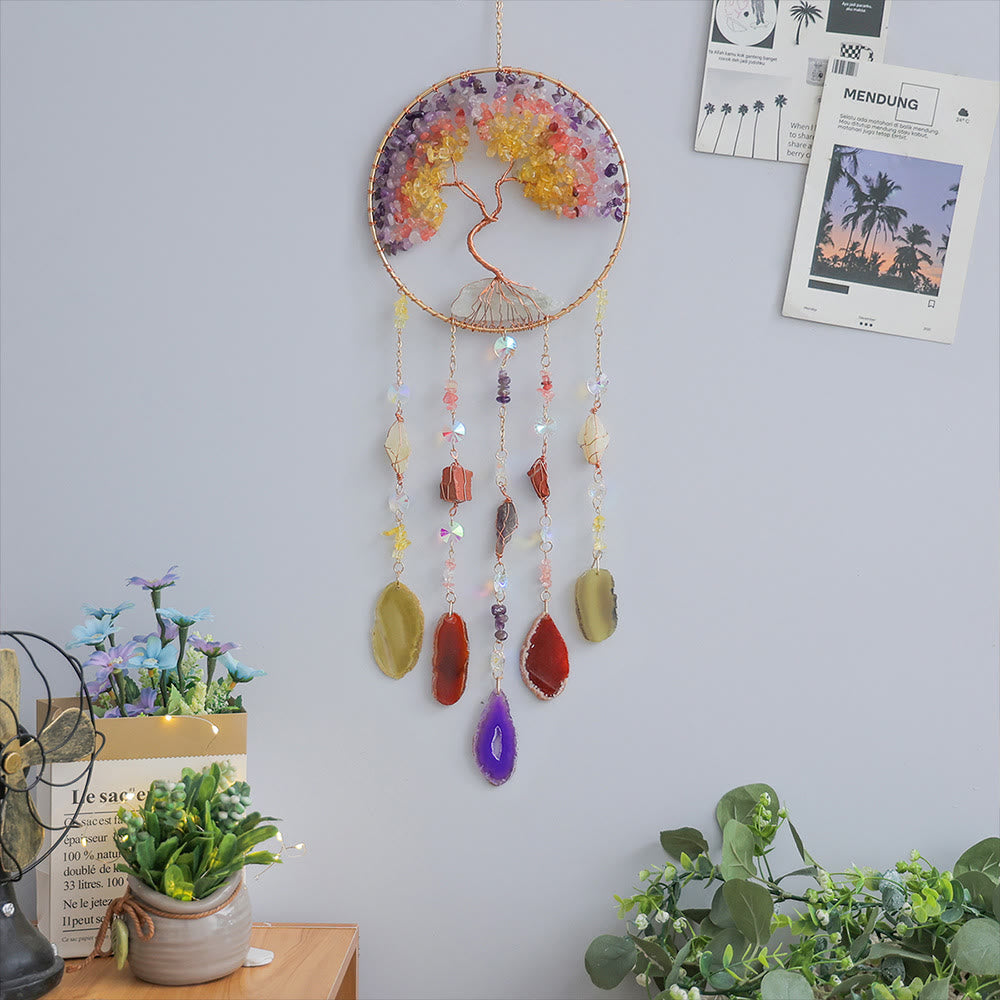 Olivenorma Citrine Fluorite Tree of Life Wind Chime