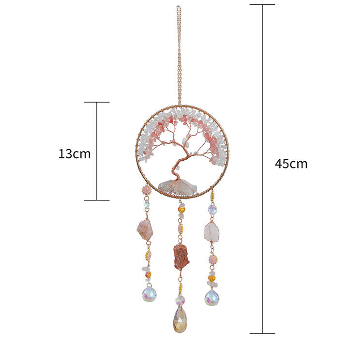 Olivenorma Strawberry Quartz Opalite Tree Of Life Wind Chime