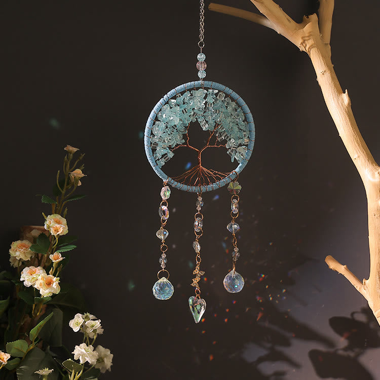 Olivenorma Amethyst Aquamarine Tourmaline Tree of Life Wind Chime